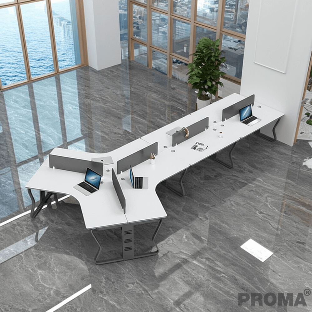 [Pre-order] โต๊ะทำงาน Proma-POD-05 สีขาว/ดำ แบบ 7 ที่นั่ง (ไม่มีตู้เอกสาร)_9